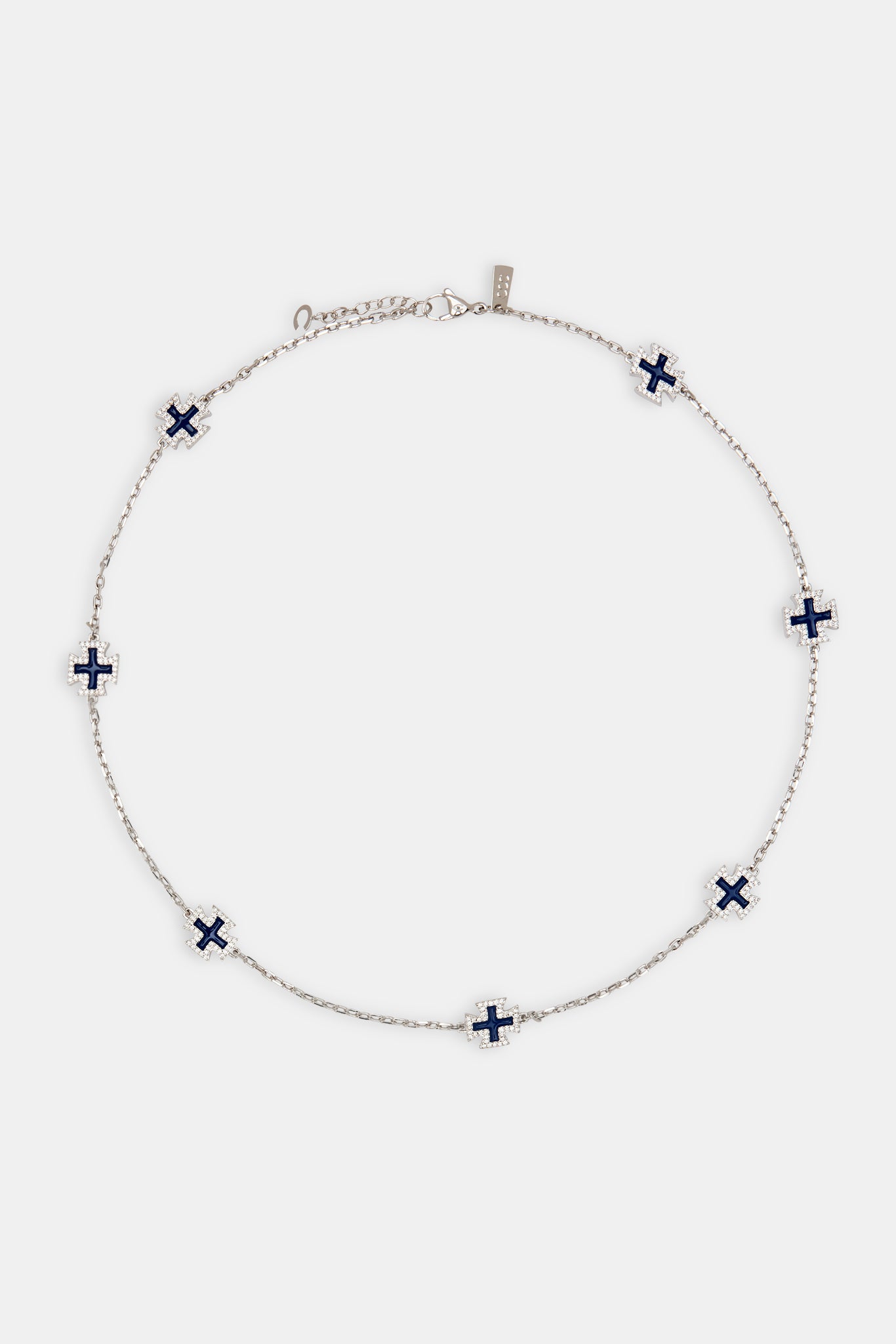 Blue Enamel Cross Motif Chain - 12mm